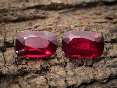 AA++Ruby Corundum  Cushion Shape 2 Pcs  Faceted Pair 9x14 MM Loose Gemstone#R6 - Image 1 of 4