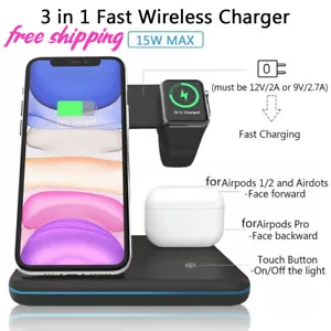 Wireless Charger Stand fast Charging for iPhone iWatch iPods and Samsung android - Picture 1 of 16