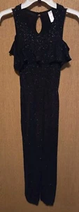 JUSTICE black glitter ruffle sleeve jumper Girls 12 - Picture 1 of 4