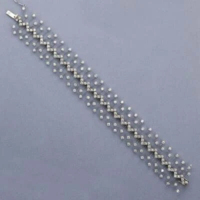 Magnífica y delicada pulsera hecha a mano de tenis de circonitas cúbicas de 10,25 quilates de encaje Foto 1 de 4