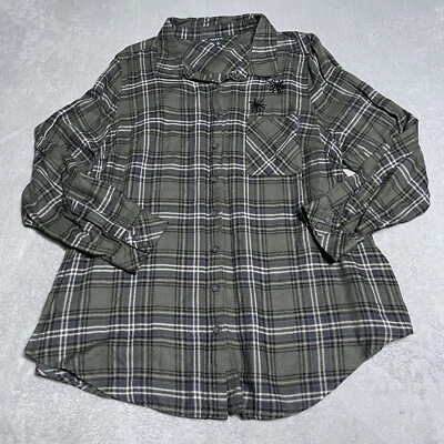 Top tórrido para mujer 3X túnica boho verde a cuadros con botones detalle de cuentas Foto 1 de 4