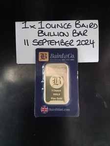 ** BAIRDMINT 1 X 1 OZ SOLID GOLD BULLION BAR TAMPER PROOF CERTICARD NEW ** - Picture 1 of 2