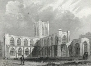 Chester Cathedral South East by Band & Winkles Original antique Print  1838  - Imagen 1 de 2