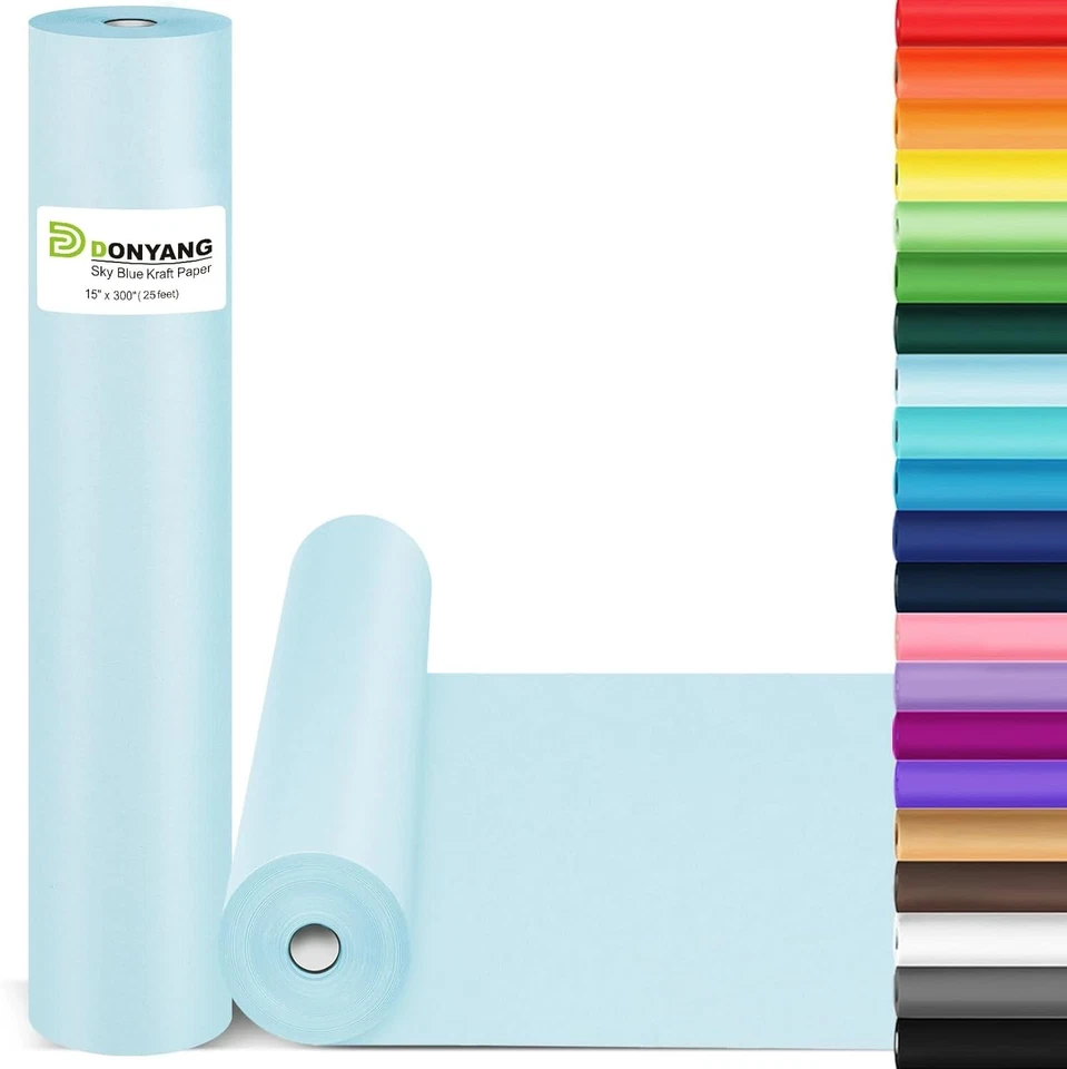 Papel de Envolver de Pascua Azul, 15"X450" Tablón de Anuncios Azul Claro Construcción Arte C Foto 1 de 4