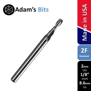 2mm 1/8" shank 2 flute DOWN CUT carbide end mill Kyocera Made in USA - Picture 1 of 3