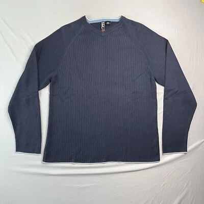 Quiksilver Sweater Mens Medium Navy Blue V Neck Pullover Long Sleeve Casual Y2K - Image 1 of 4