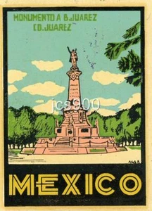 CALCOMANÍA DE AGUA DE VIAJE ORIGINAL RECUERDO MÉXICO MONUMENTO BENITO JUÁREZ VINTAGE AÑOS 50 - Imagen 1 de 1
