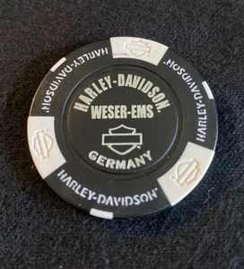 Weser - Ems, Germany Harley Davidson Poker Chip / Black & White - Picture 1 of 3