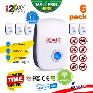 6 Pack Pest Reject Pro Ultrasonic Repeller Home Bed Bug Spider Roaches Defender - Picture 1 of 11