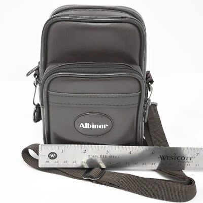 Bolso de Viaje Albinar Vintage Bolsa Cinturón Botón Estuche Marrón Cremallera Dos Bolsillos 6" x 4" Foto 1 de 4