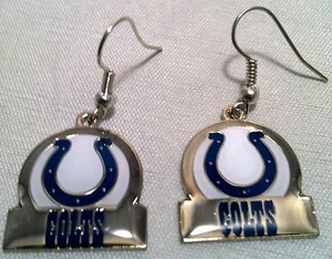 Indianapolis Colts Circle Style Dangle Earrings - Picture 1 of 1