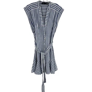 Veronica Beard Avelia Stripe Ruffle Mini Dress Size 2 Blue/White Seersucker - Picture 1 of 7