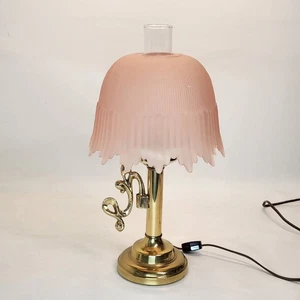 VTG Excelsior Pink Drip Shade Hurricane Lamp Boudoir Night Light 15.5"x8" 1950s - Picture 1 of 20