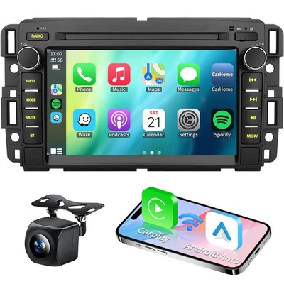 Rádio estéreo veicular GPS CarPlay para GMC Yukon Sierra Acadia Chevy Tahoe 2007-2013 - Imagem 1 de 4