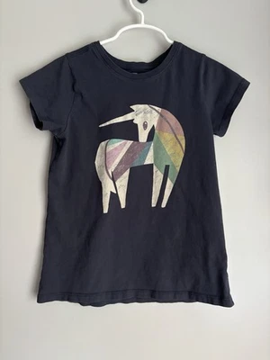 Tea Collection Girls Size 8 T-shirt Cotton Top Unicorn Short Sleeve Navy Rainbow - Image 1 of 2