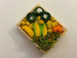 Dolls House Food.  Handmade. Fruit & Vegetable Box. 12th Scale. Wooden. New - Picture 1 of 3