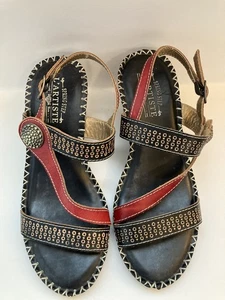 L Artiste By Spring Step Womans dreamer Dress Sandals Brown & Red Size 36 - Picture 1 of 10