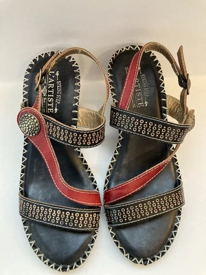 L Artiste By Spring Step Womans dreamer Dress Sandals Brown & Red Size 36 - Image 1 of 4