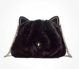 ๐ธ Kate Spade Disney Aristocats Purrfect Faux Fur Black Cat Crossbody Bag Purse - Picture 1 of 9