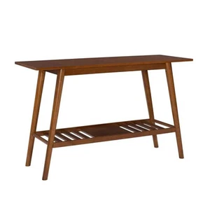 Breville 47 in. Walnut Rectangle Wood Console Table with Shelf - Picture 1 of 7