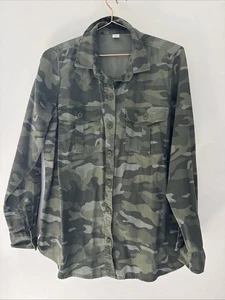 Camisa OLD NAVY Manga Larga Utilitaria Camuflaje Abotonada Talla M 100% Algodón - Imagen 1 de 8