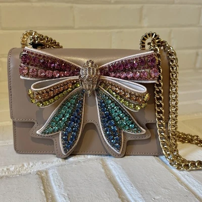 Kurt Geiger Rainbow Crystal Bow Shoreditch Purse Shoulder Bag NWT Gold ARV $285 - Image 1 of 4