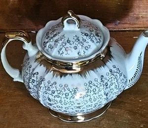 STERLING China TEEKANNE Vintage Gold & Weiß GÄNSEBLÜMCHEN Design MCM Japan - Bild 1 von 10