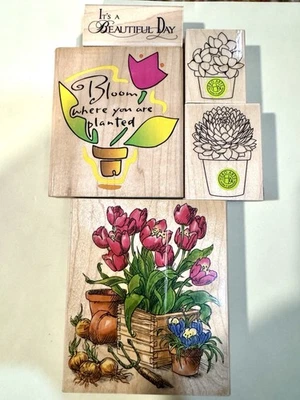 Lote de sellos de goma montados en madera Foto 1 de 2