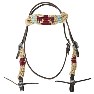 89KK HILASON Western Wool Headstall Tack Tan - Picture 1 of 3