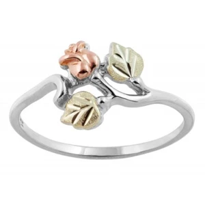 Black Hills Gold Sterling Silver Rose Ring THIN Size 8 FAST SHIPPING - Picture 1 of 2