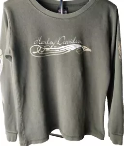 Harley Davidson Damenshirt 1X Langarm XL - Armeegrün, Logo, La Crosse WI - Bild 1 von 11