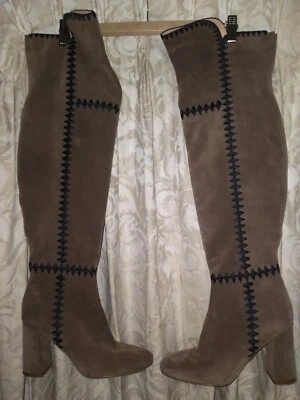 Винтажный 60-х 90-х годов Gogo стиль колена бедра Sigerson Morrison замши богемное каблук ботинки 9 - Изображение 1 из 4