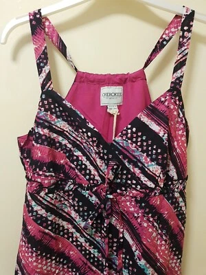 Vestido maxi Cherokee feminino abstrato festival multicolorido 100% algodão tamanho Reino Unido 12 - Imagem 1 de 4