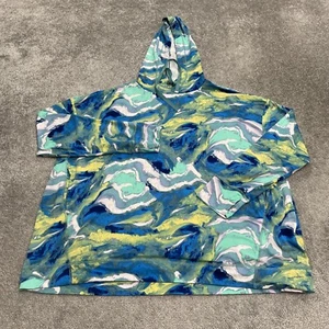 Jones New York Watercolor Hoodie Sweatshirt Womens 1X Colorblock Thumbholes - Picture 1 of 10