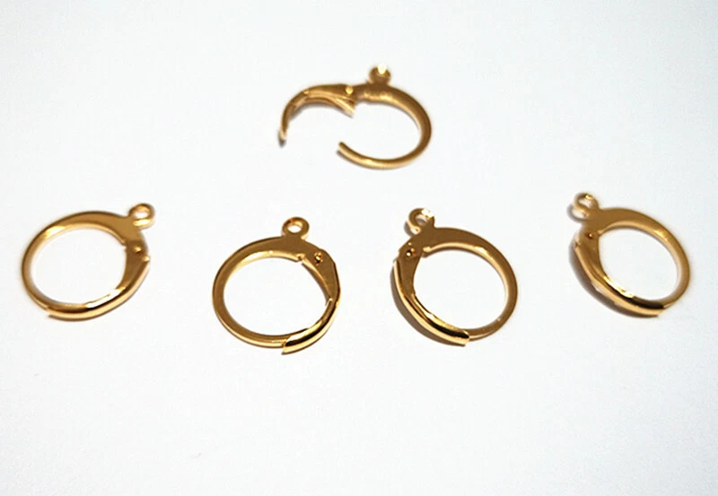 2coppie ganci orecchini acciaio inox  monachella colore oro 14,5x12mm - Immagine 1 di 1