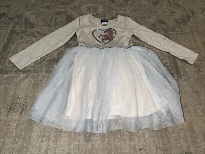 Pink & Violet Youth Girls Unicorn Heart Knit & Tulle Tutu Dress Beige Sz 6 - Image 1 of 4