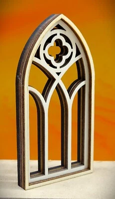 MARKENLOS Costruzione Presepe, Accessori Presepe, Finestra ad Arco a Punta in Legno 3D Varie Misure (M5)