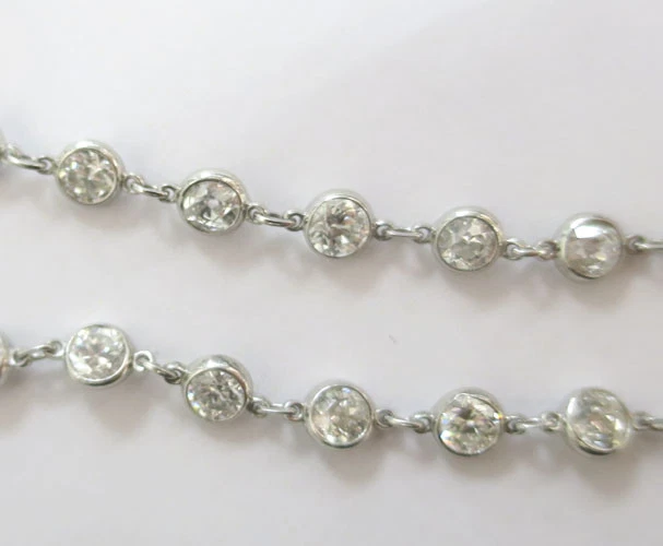 16 ct Round Diamond By The Yard 14k white gold Necklace lab grown 54" E-F VS/SI1 Foto 1 de 1