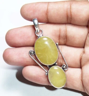 Piedra preciosa de calcita amarilla forma ovalada hecha a mano colgante joyería tamaño 2 pulgadas Foto 1 de 4