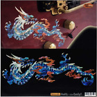 Autocollants incrustés Fire Dragon (bleu ormeau) pour guitare et basse