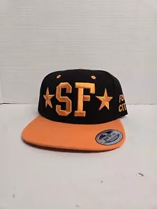 California Big Bear Snapback "SF" Fog City Black And Orange Hat New With Tags - Picture 1 of 7