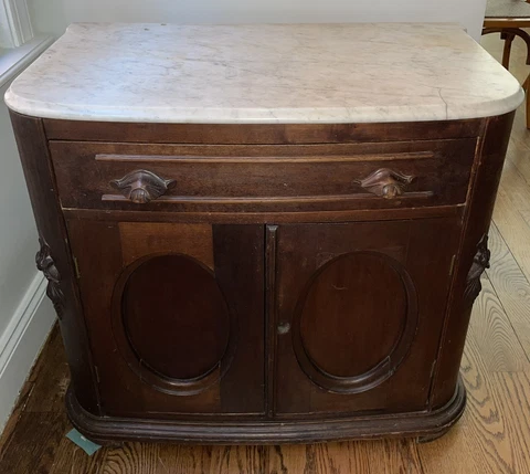 Antique Victorian Era Marble Top Wash Stand Cabinet 1880-1900 Cover