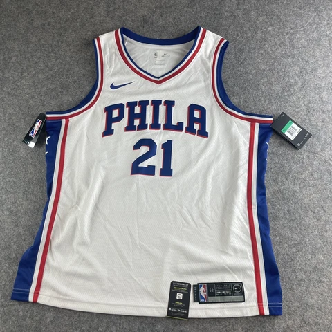 Nike Men’s NBA Dri-Fit Phila 76ers Joel Embiid Swingman Jersey Sz XL 52 White Cover