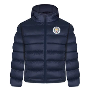 Manchester City Boys Quilted Jacket Hooded Winter Coat Kids Official Soccer Gift - Picture 1 of 5