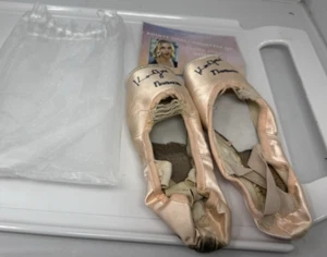 SIGNED ORLANDO ONE PAIR BALLET SHOES KENNA GOLD NATHALIE CALIFORNIA BALLERINA - Picture 1 of 8