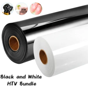 HTV vinyl Black and White Heat Transfer Vinyl Rolls Iron on Vinyl for Shirts - Picture 1 of 20