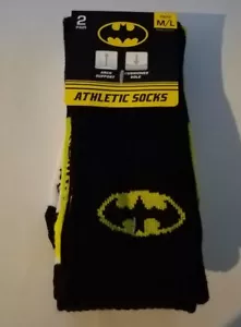 Jungen Batman Sportsocken 2 Paar schwarz gelb weiß Jugend Größe M/L - Bild 1 von 4