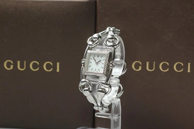 [Casi COMO NUEVO+++ con CAJA] Gucci Signoria 116.5 Bisel Diamante Cuarzo Blanco Shel JAPÓN Foto 1 de 4