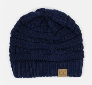 CC Beanie Strick dicke Mütze Mütze Unisex einfarbig (blau) - Bild 1 von 1