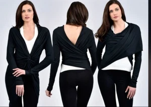 Lilla P NWT oragami wrap top - One Size Travel Black - Picture 1 of 9